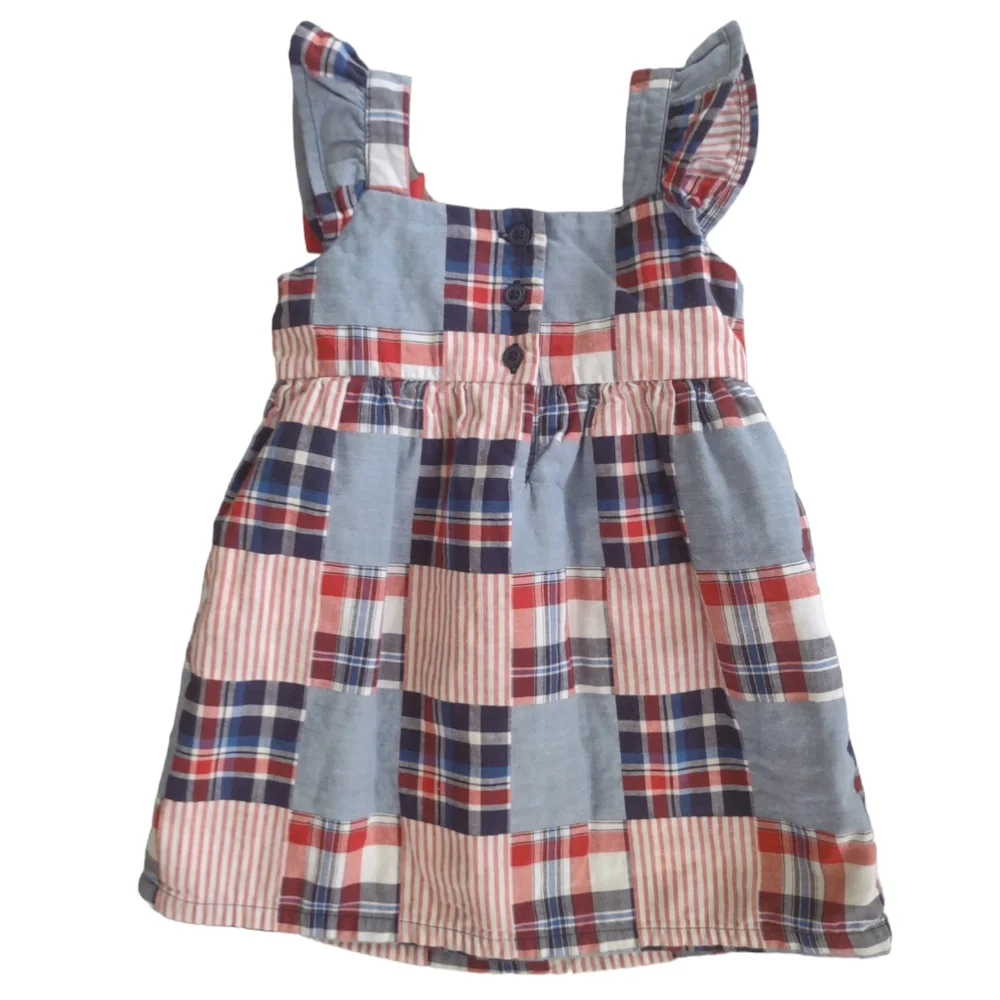 Gymboree lined Red/white/blue plaid‎ dress Size 6-12 months